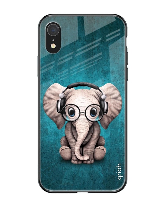 Shop Baby Elephant Printed Premium Glass Cover for iPhone XR (Shock Proof, Lightweight)-Front