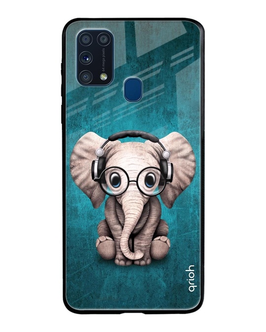 Shop Baby Elephant Printed Premium Glass Cover for Samsung Galaxy M31 (Shock Proof, Lightweight)-Front