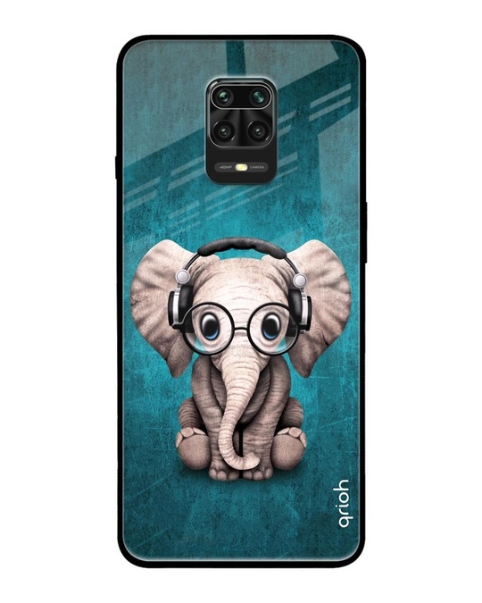 Shop Baby Elephant Printed Premium Glass Cover for Xiaomi Redmi Note 9 Pro (Shock Proof, Lightweight)-Front