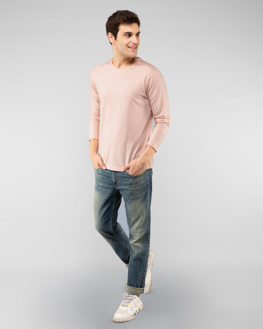 Buy Baby Pink Plain Full Sleeve TShirt For Men Online India