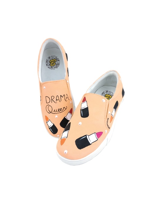 Buy Women's Orange Hand Painted Drama Queen Slip-on Casual Shoe Online ...