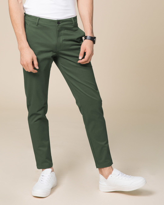 Buy Basil Green Slim Fit Cotton Chino Pants Online At Bewakoof