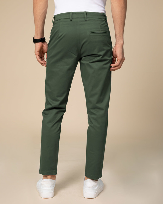 Buy Basil Green Slim Fit Cotton Chino Pants Online at Bewakoof