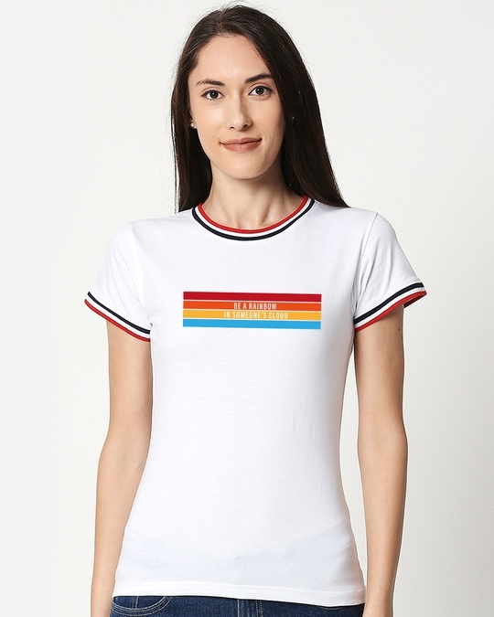 Shop Be A Rainbow Crewneck Varsity Rib H/S T-Shirt-Front