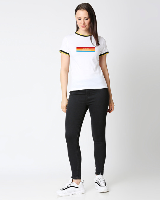 Shop Be a rainbow Half sleeve Printed Rib T-shirt White-Design