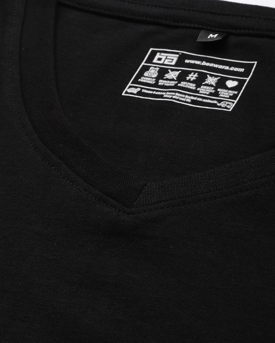Shop Men's Black Full Sleeve V Neck T-shirt-Full