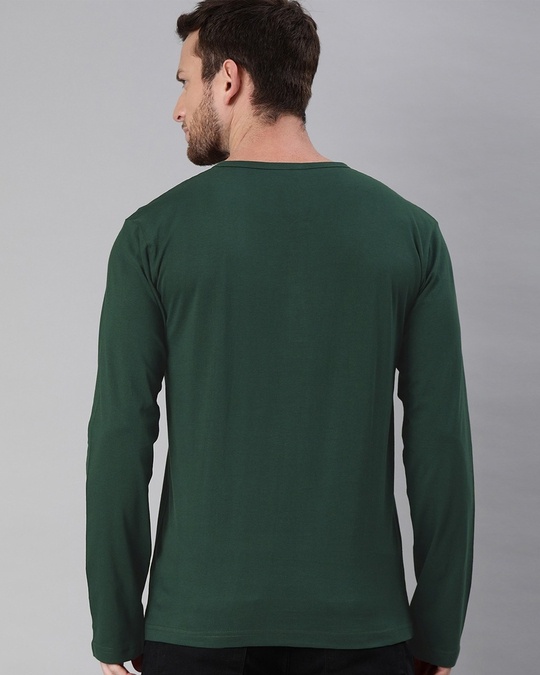 Shop Men's Bottle Green Full Sleeve Henley T-shirt-Back