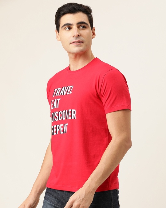 Shop Travel Eat Discover Half Sleeve T Shirt For Men-Design