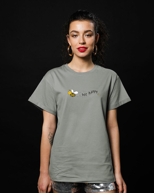 Shop Bee Happy Boyfriend T-Shirt-Front