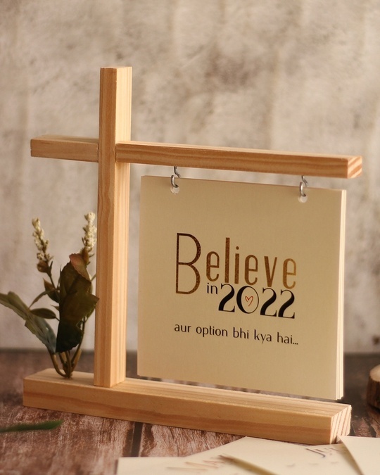 Buy Beige Believe in 2022 Printed Pinewood Table Calendar Online in