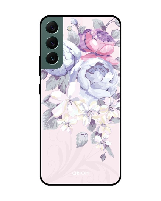 Shop Elegant Floral Printed Premium Glass Cover for Samsung Galaxy S22 Plus 5G (Shock Proof, Lightweight)-Front