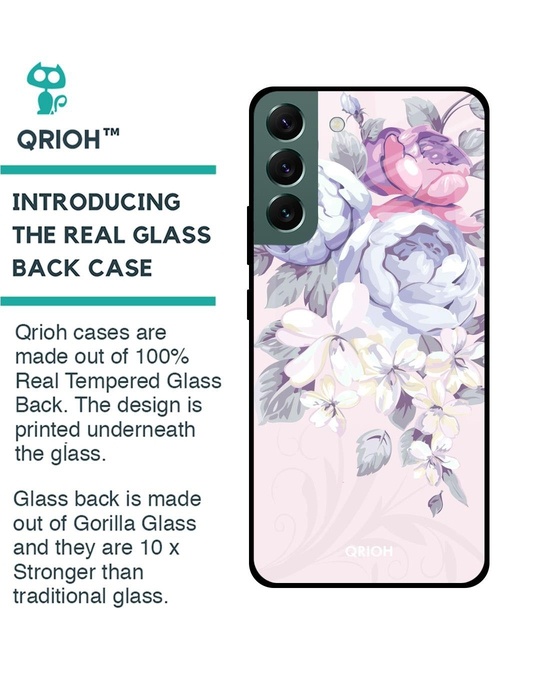 Shop Elegant Floral Printed Premium Glass Cover for Samsung Galaxy S22 Plus 5G (Shock Proof, Lightweight)-Back