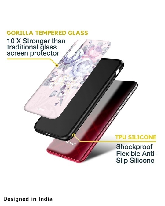 Shop Elegant Floral Printed Premium Glass Cover for Vivo V15 Pro (Shock Proof, Lightweight)-Full