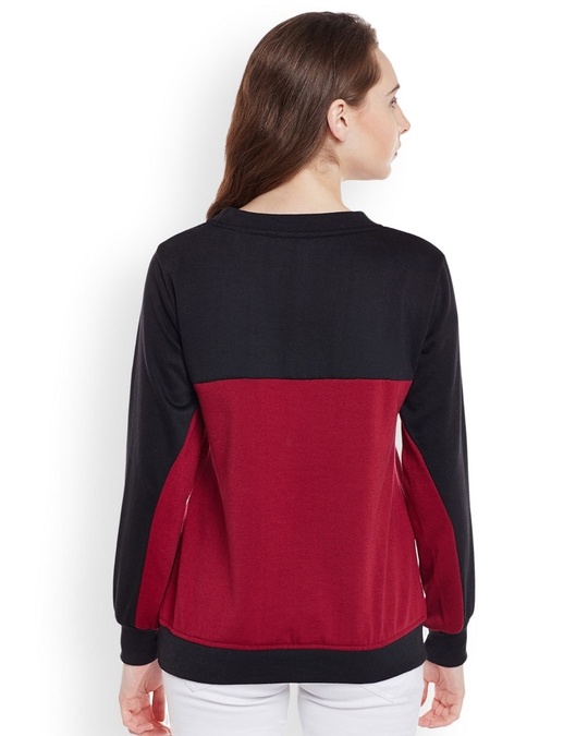 Shop Women's Black Color Block Regular Fit Sweatshirt-Back