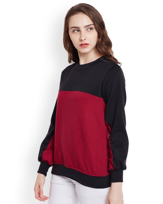 Shop Women's Black Color Block Regular Fit Sweatshirt-Design