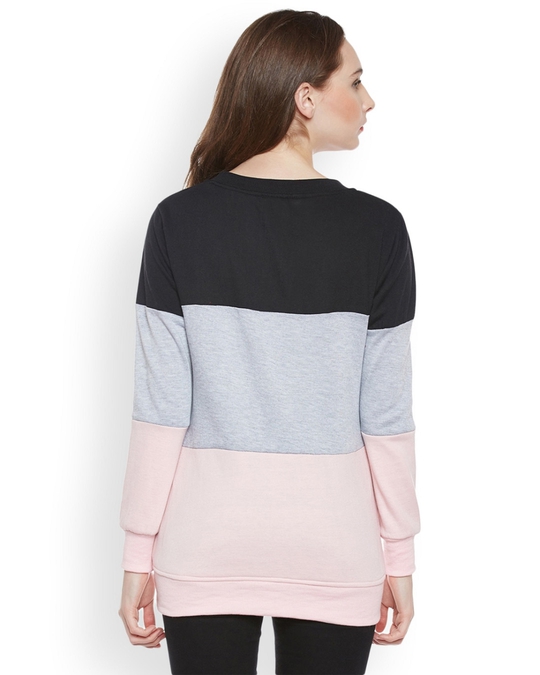 Shop Women's Black Color Block Regular Fit Sweatshirt-Back