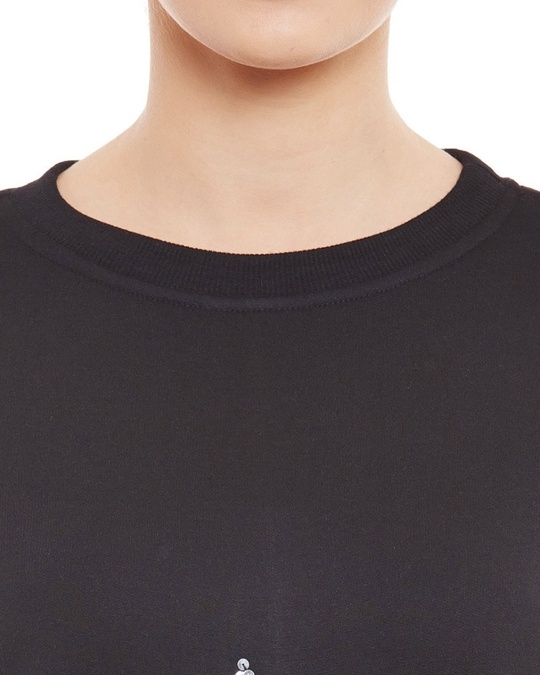 Shop Women's Black Embellished Regular Fit Sweatshirt-Full
