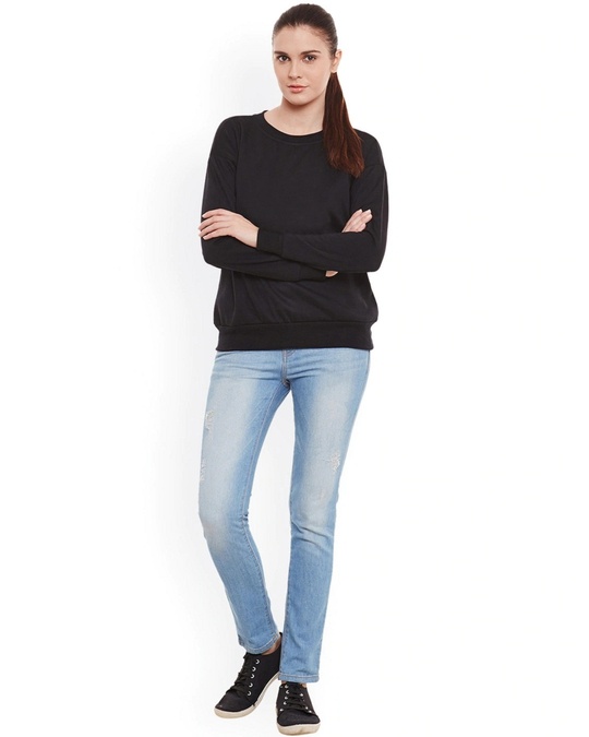 Shop Women's Black Regular Fit Sweatshirt