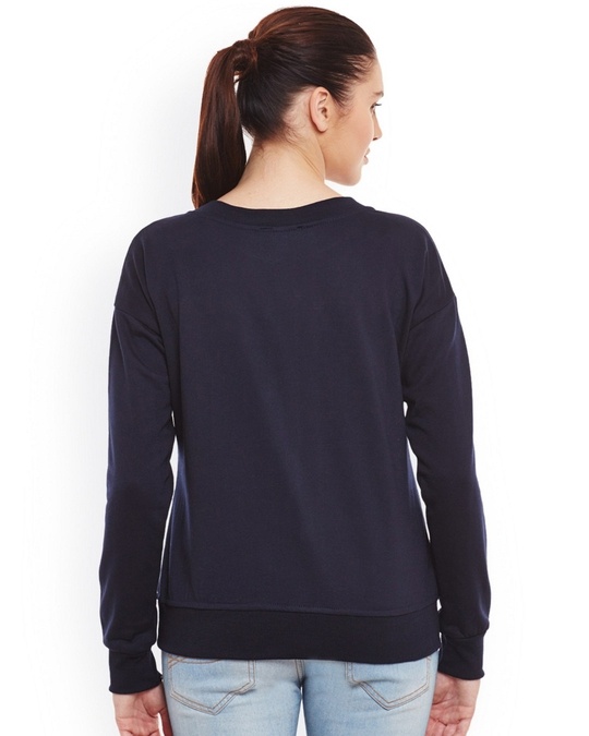 Shop Women's Blue Embellished Regular Fit Sweatshirt-Back