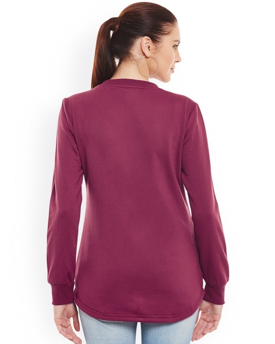 Shop Women's Maroon Embellished Regular Fit Sweatshirt-Back