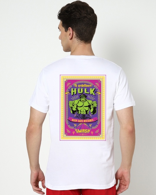 Shop Men's White Hulk Smash Graphic Printed T-hirt-Design