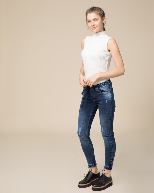 Buy Bice Blue Denim Joggers for Women blue Online at Bewakoof