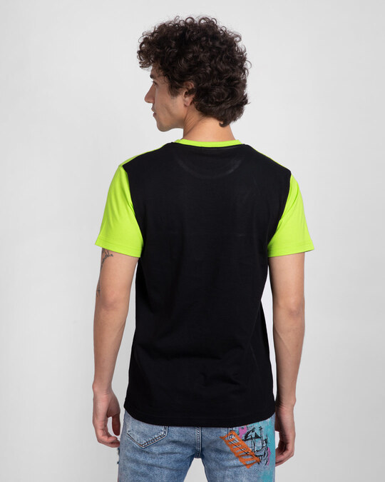 Buy Black and Neon Green Half Sleeve T-Shirt For Men Online India ...