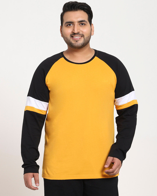Shop Popcorn Yellow Raglan Sleeve Sports Trim T-Shirt-Back