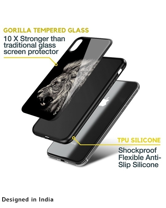 Shop Brave Lion Printed Premium Glass Cover for iPhone XS Max (Shock Proof, Lightweight)-Design