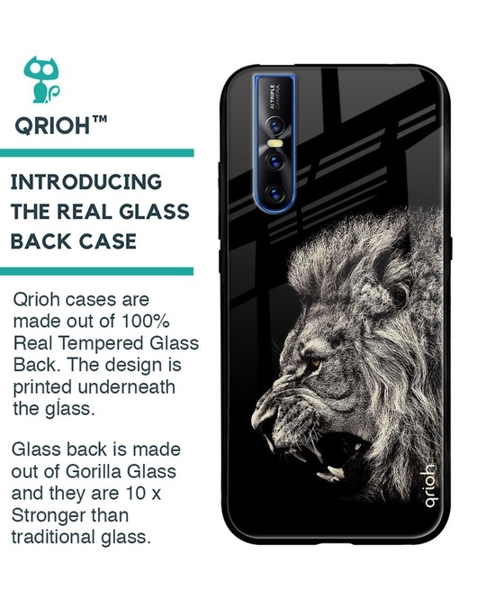 Shop Brave Lion Printed Premium Glass Cover for Vivo V15 Pro (Shock Proof, Lightweight)-Design