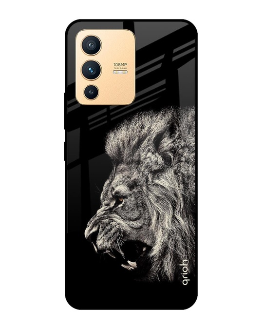 Shop Brave Lion Printed Premium Glass Cover for Vivo V23 5G (Shock Proof, Lightweight)-Front