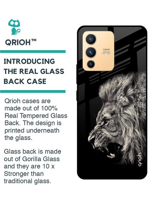 Shop Brave Lion Printed Premium Glass Cover for Vivo V23 Pro 5G (Shock Proof, Lightweight)-Back