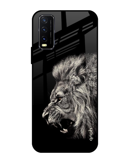 Shop Brave Lion Printed Premium Glass Cover for Vivo Y20 (Shock Proof, Lightweight)-Front