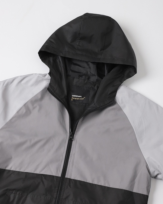 Buy Men's Grey & Black Colorblock Windcheater Jacket Online at Bewakoof