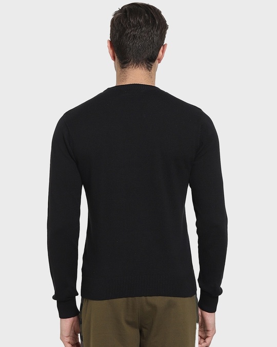 Shop Black Full Sleeve Flat Knit Sweater-Design