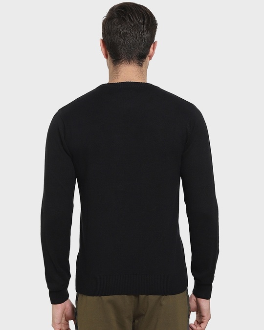 Shop Black Full Sleeve Flat Knit Sweater-Design