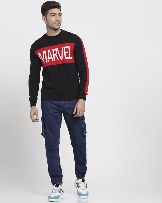 Shop Marvel Sleeve Color Block Flat Knit Sweater