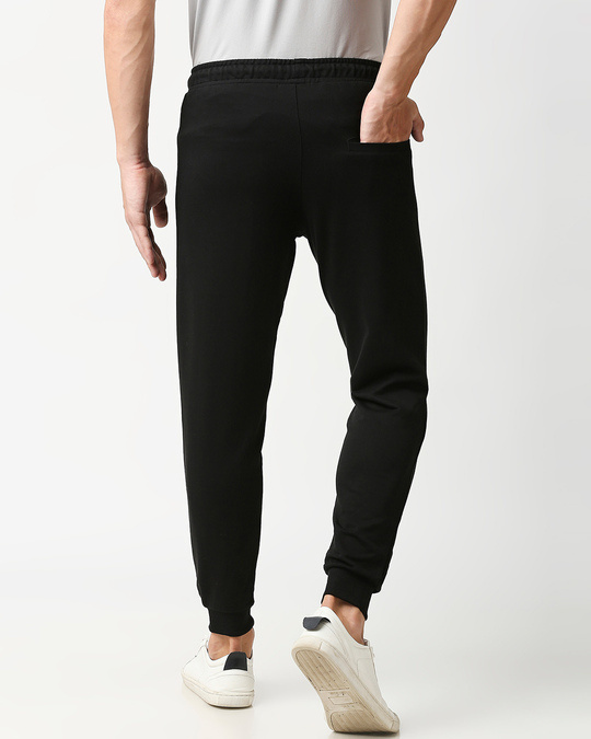 Black Men's Casual Jogger Pants With Zipper NR Plain