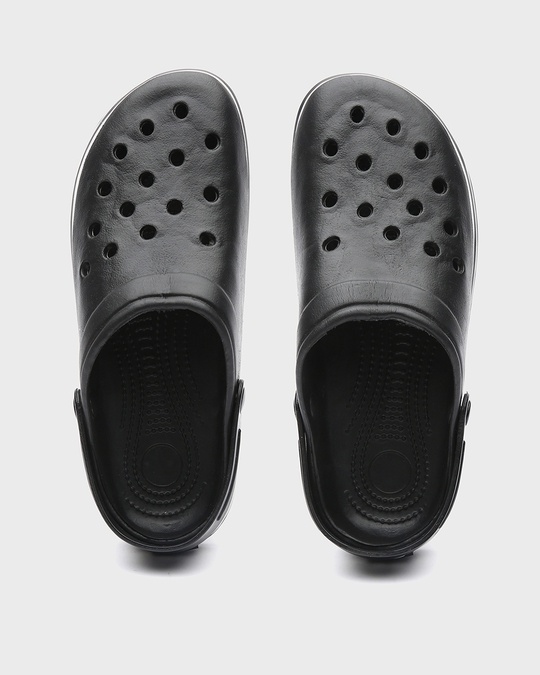 Shop Black Men's Solid Clog Sandals-Back