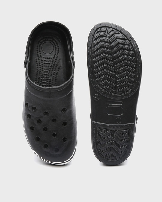 Shop Black Men's Solid Clog Sandals-Design