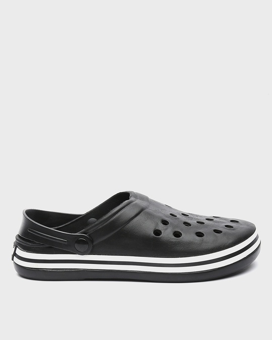 Shop Black Men's Solid Clog Sandals-Full