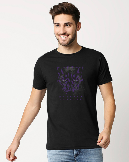 Shop Black Panther Geometric Half Sleeve T-Shirt (AVL)-Front