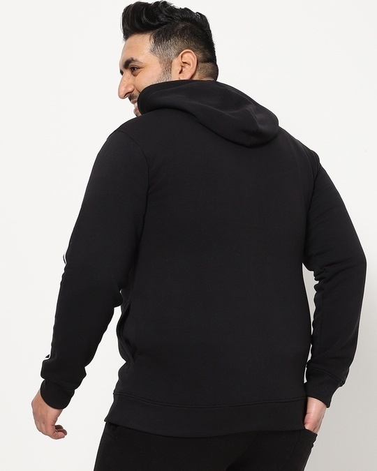 Shop Black Plus Size Color Block Zipper Hoodie Sweatshirt-Design