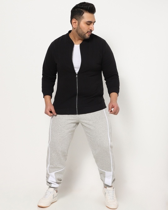 Shop Black Plus Size Zipper Sweatshirt-Full