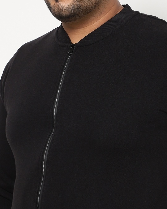 Shop Black Plus Size Zipper Sweatshirt