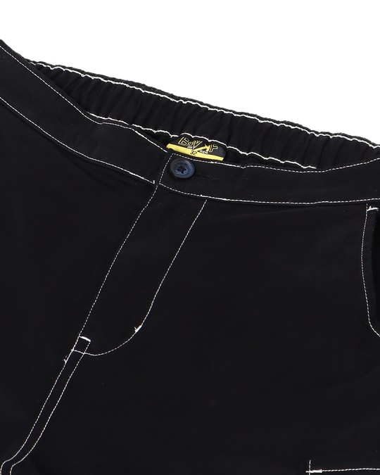 Shop Black Solid Contrast Stitch 7 pocket Trouser