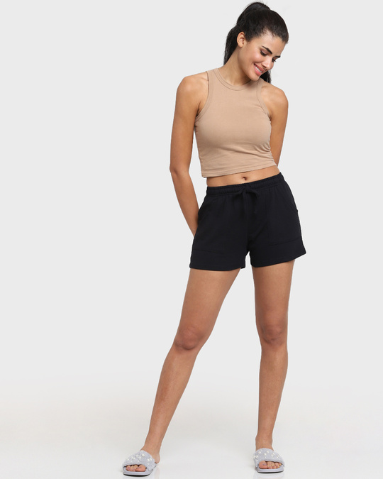 Shop Black Solid Regular Fit Shorts-Full