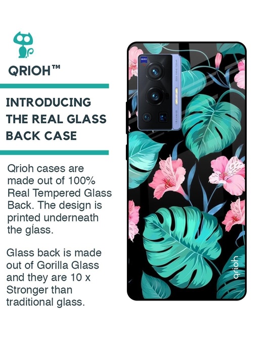 Shop Leaves & Flowers Printed Premium Glass Cover for Vivo X70 Pro (Shock Proof, Lightweight)-Back