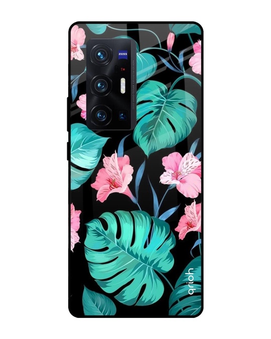 Shop Leaves & Flowers Printed Premium Glass Cover for Vivo X70 Pro Plus (Shock Proof, Lightweight)-Front