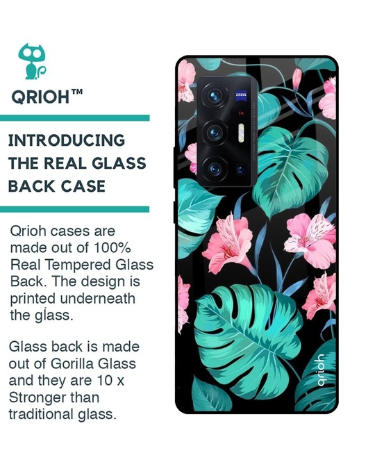Shop Leaves & Flowers Printed Premium Glass Cover for Vivo X70 Pro Plus (Shock Proof, Lightweight)-Back